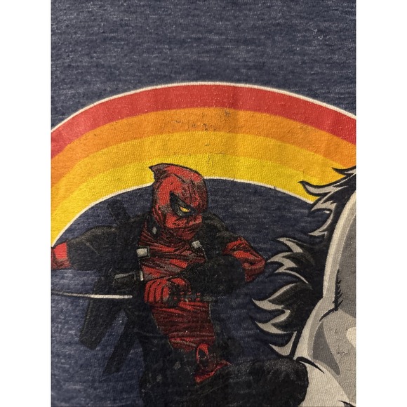 Marvel Deadpool Unicorn Rainbow Graphic T-Shirt Short‎ Sleeve Top - Picture 4 of 7